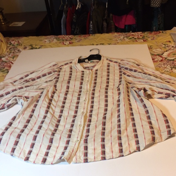 Pilcro Anthropologie Cotton Boho Embroidered Bella Femme Puff Sleeve Top XL - Picture 10 of 16